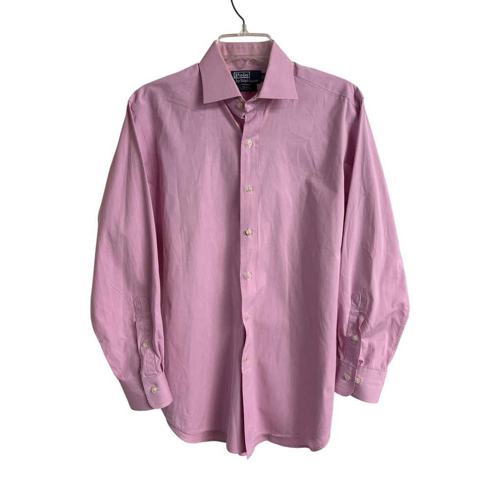 Polo Ralph Lauren Regent Classic Fit Pink Cotton Dress Shirt Mens 16 32/33 Long